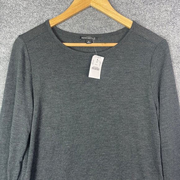 NEW J. Crew Mercantile Women's M Gray Layered Folderover Sleeve Tunic Sweater - Picture 3 of 9